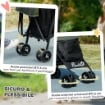 PASSEGGINO PER CANI CON 2 FINESTRE A RETE, IN ACCIAIO E TESSUTO OXFORD, 76X44X103 CM, NERO E VERDE SCURO