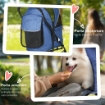 PASSEGGINO PER CANI CON CESTO, CUSCINO E 2 GUINZAGLI, IN ACCIAIO E TESSUTO OXFORD, 81X48X99 CM, NERO E BLU SCURO