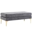 PANCA FONDO LETTO A 2 STRATI IN TESSUTO EFFETTO VELLUTO E ACCIAIO 121X50.5X46.5 CM GRIGIO SCURO E ORO