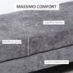 PANCA FONDO LETTO A 2 STRATI IN TESSUTO EFFETTO VELLUTO E ACCIAIO 121X50.5X46.5 CM GRIGIO SCURO E ORO