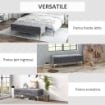 PANCA FONDO LETTO A 2 STRATI IN TESSUTO EFFETTO VELLUTO E ACCIAIO 121X50.5X46.5 CM GRIGIO SCURO E ORO