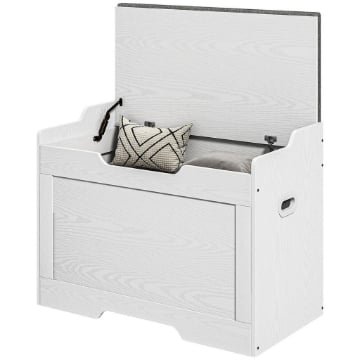 PANCA CONTENITORE DA 103L MULTIFUNZIONE IN LEGNO CON CUSCINO IN TESSUTO 75X40X56 CM BIANCO