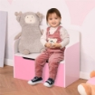 PANCA CONTENITORE CON SCHIENALE IN LEGNO PER BAMBINI DA 3-6 ANNI 60X30X50 CM ROSA
