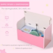 PANCA CONTENITORE CON SCHIENALE IN LEGNO PER BAMBINI DA 3-6 ANNI 60X30X50 CM ROSA