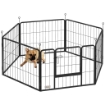 RECINTO PER CANI A 6 PANNELLI MODULABILI DA 80X1.5X60 CM IN ACCIAIO NERO CON PORTA DI INGRESSO