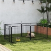 RECINTO PER CANI A 6 PANNELLI MODULABILI DA 80X1.5X60 CM IN ACCIAIO NERO CON PORTA DI INGRESSO