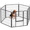 RECINTO PER CANI A 6 PANNELLI MODULABILI PIEGHEVOLE CON PORTA IN ACCIAIO, ALTEZZA 80 CM, NERO