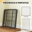 RECINTO PER CANI A 6 PANNELLI MODULABILI PIEGHEVOLE CON PORTA IN ACCIAIO, ALTEZZA 80 CM, NERO