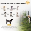 RECINTO PER CANI A 6 PANNELLI MODULABILI PIEGHEVOLE CON PORTA IN ACCIAIO, ALTEZZA 80 CM, NERO