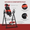 PANCA A INVERSIONE CON ANGOLO E ALTEZZA REGOLABILE E POGGIATESTA IN ACCIAIO E PLASTICA 79X114X153 CM ROSSO E NERO
