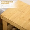 PANCA SCARPIERA BASSA IN BAMBÙ CON 2 RIPIANI A DOGHE E SEDUTA 70X28X45 CM NATURALE