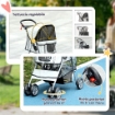 PASSEGGINO PER CANI PICCOLI PIEGHEVOLE CON COPERTURA ANTIPIOGGIA, RUOTE GIREVOLI E CON FRENI, GRIGIO