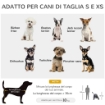 PASSEGGINO PER CANI PIEGHEVOLE CON TETTUCCIO REGOLABILE, BORSA E 2 GUINZAGLI, 82X47X97 CM, GRIGIO E NERO
