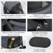 PASSEGGINO PER CANI PIEGHEVOLE CON TETTUCCIO REGOLABILE, BORSA E 2 GUINZAGLI, 82X47X97 CM, GRIGIO E NERO