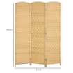 PARAVENTO A 3 ANTE PIEGHEVOLE PER INTERNI AUTOPORTANTE E INTRECCIATO 135X180 CM COLOR LEGNO