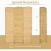 PARAVENTO A 3 ANTE PIEGHEVOLE PER INTERNI AUTOPORTANTE E INTRECCIATO 135X180 CM COLOR LEGNO