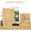 PARAVENTO A 3 ANTE PIEGHEVOLE PER INTERNI AUTOPORTANTE E INTRECCIATO 135X180 CM COLOR LEGNO