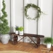 PANCHINA DA GIARDINO CON GAMBE A RUOTA DI CARRO E SEDUTA A DOGHE 120X29X39 CM MARRONE
