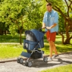 PASSEGGINO PER CANI PIEGHEVOLE CON CESTINO E PORTABICCHIERE PESO MAX 10 KG 75X45X97CM BLU SCURO