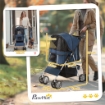 PASSEGGINO PER CANI PIEGHEVOLE CON CESTINO E PORTABICCHIERE PESO MAX 10 KG 75X45X97CM BLU SCURO