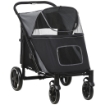 PASSEGGINO PER CANI PIEGHEVOLE CON INGRESSI A CERNIERA E FINESTRE A RETE 112X65X100 CM GRIGIO SCURO E NERO