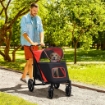 PASSEGGINO PER CANI PIEGHEVOLE CON INGRESSI A CERNIERA E FINESTRE A RETE 112X65X100 CM NERO E ROSSO