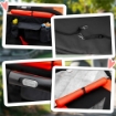 PASSEGGINO PER CANI PIEGHEVOLE CON INGRESSI A CERNIERA E FINESTRE A RETE 112X65X100 CM NERO E ROSSO