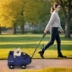 PASSEGGINO PER CANI PIEGHEVOLE CON BORSA E CUSCINO IN ACCIAIO E TESSUTO OXFORD 53X45X28 CM BLU SCURO