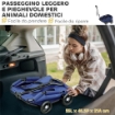 PASSEGGINO PER CANI PIEGHEVOLE CON BORSA E CUSCINO IN ACCIAIO E TESSUTO OXFORD 53X45X28 CM BLU SCURO