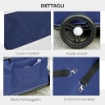 PASSEGGINO PER CANI PIEGHEVOLE CON BORSA E CUSCINO IN ACCIAIO E TESSUTO OXFORD 53X45X28 CM BLU SCURO