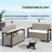 PANCHINA DA GIARDINO 2 POSTI CON CASSAPANCA DA 151.5L IN RATTAN CON SCHIENALE BRACCIOLI E CUSCINO CREMA