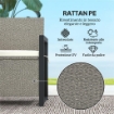 PANCHINA DA GIARDINO 2 POSTI CON CASSAPANCA DA 151.5L IN RATTAN CON SCHIENALE BRACCIOLI E CUSCINO CREMA