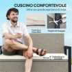 PANCHINA DA GIARDINO 2 POSTI CON CASSAPANCA DA 151.5L IN RATTAN CON SCHIENALE BRACCIOLI E CUSCINO CREMA