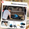 PASSEGGINO PER CANI CONVERTIBILE CON 2 GUINZAGLI E CUSCINO IN ACCIAIO E POLIESTERE, 82X49.5X98 CM AZZURRO E NERO