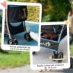 PASSEGGINO PER CANI CONVERTIBILE CON 2 GUINZAGLI E CUSCINO IN ACCIAIO E POLIESTERE, 82X49.5X98 CM AZZURRO E NERO