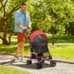 PASSEGGINO PER CANI CONVERTIBILE CON 2 GUINZAGLI E CUSCINO IN ACCIAIO E POLIESTERE, 82X49.5X98 CM ROSSO E NERO