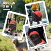 PASSEGGINO PER CANI CONVERTIBILE CON 2 GUINZAGLI E CUSCINO IN ACCIAIO E POLIESTERE, 82X49.5X98 CM ROSSO E NERO