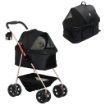 PASSEGGINO PER CANI 3 IN 1 PIEGHEVOLE CON BORSA TRASPORTINO E CESTINO INFERIORE NERO
