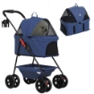 PASSEGGINO PER CANI 3 IN 1 PIEGHEVOLE CON BORSA TRASPORTINO E CESTINO INFERIORE BLU
