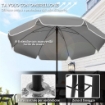 SET DA GIARDINO 6 PEZZI IN ACCIAIO CON 4 SEDIE PIEGHEVOLI OMBRELLONE E TAVOLO ROTONDO CREMA GRIGIO E NERO