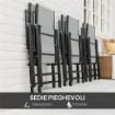 SET DA GIARDINO 7 PEZZI CON TAVOLO DA PRANZO CON FORO PER OMBRELLONE E 6 SEDIE PIEGHEVOLI GRIGIO
