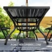 SET DA GIARDINO 7 PEZZI CON TAVOLO DA PRANZO CON FORO PER OMBRELLONE E 6 SEDIE PIEGHEVOLI GRIGIO