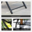 SET DA GIARDINO 7 PEZZI CON TAVOLO DA PRANZO CON FORO PER OMBRELLONE E 6 SEDIE PIEGHEVOLI GRIGIO