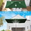 TELO DI RICAMBIO PER OMBRELLONE RETTANGOLARE 3X2 M A 6 STECCHE POLIESTERE ANTI UV 50+ VERDE