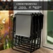 SET DA GIARDINO 6 PEZZI IN ACCIAIO CON 4 SEDIE PIEGHEVOLI OMBRELLONE E TAVOLO ROTONDO GRIGIO E NERO