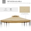 COPERTURA DI RICAMBIO PER GAZEBO 4X3 M IN POLIESTERE ANTI UV CON TETTO A 2 LIVELLI CREMA