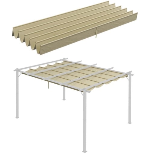 COPERTURA PER GAZEBO PERGOLA 4X3 M IN POLIESTERE TRASPIRANTE BEIGE CON 10 FORI DI DRENAGGIO