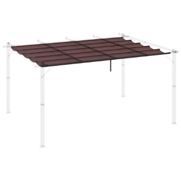 COPERTURA PER GAZEBO PERGOLA 4X3 M IN POLIESTERE TRASPIRANTE CAFFÉ CON 10 FORI DI DRENAGGIO