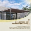 COPERTURA PER GAZEBO PERGOLA 4X3 M IN POLIESTERE TRASPIRANTE CAFFÉ CON 10 FORI DI DRENAGGIO
