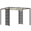PERGOLA PER ESTERNO 3X3 M CON COPERTURA ONDULATA E PANNELLI LATERALI IN METALLO E POLIESTERE NERO